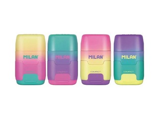 Zīmuļu asinātājs dubultais ar dzēšgumiju Milan Compact Sunset, dažādas krāsas