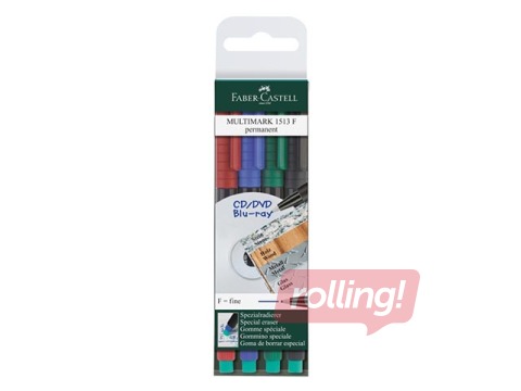 Permanento marķieru komplekts Faber Castell F, 4 krāsas