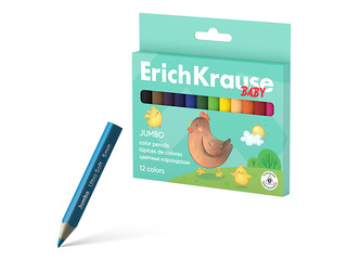 Krāsainie zīmuļi ErichKrause, Jumbo, trīsstūra, 12 krāsas