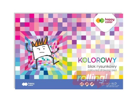 Aplikāciju papīrs Happy Color, A3, divpusīgs, dažādās krāsās, 15 lapas