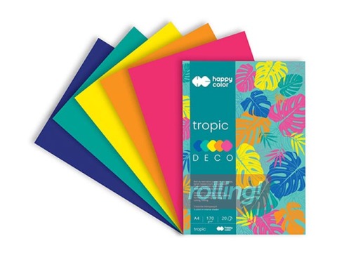 Dizaina papīrs Tropical, A4, 170g/m², 20 loksnes, 5 krāsas