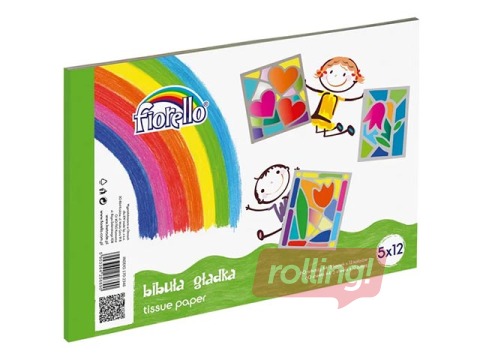 Zīdpapīrs Fiorello, A4, dažādas krāsas, 22g/m², 12 krāsas pa 5 loksnēm