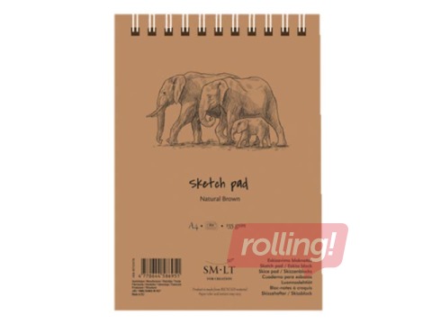 Skiču bloks ar spirāli, A5, brūnas lapas, 135g/m², 80 loksnes
