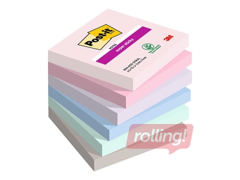Līmlapiņas Post-It Super Sticky Soulful 76x76mm, 6x90 lapiņas + AKCIJA! Pērc līmlapiņas un saņem dāvanu!
