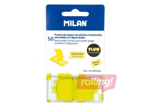 Marķēšanas indeksi plastikāta Milan, neona dzeltens, 25x45mm
