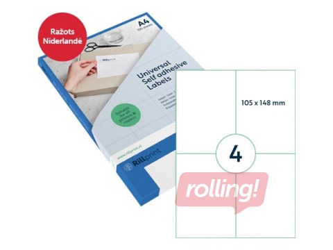 Uzlīmes Rillprint, A4,105x148 mm, 100 loksnes, baltas 