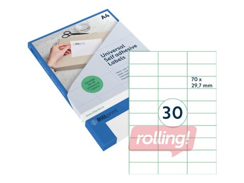 Uzlīmes Rillprint, A4, 70x29.7 mm,100 loksnes, baltas