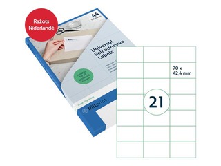 Uzlīmes Rillprint, A4, 70x42.4 mm,100 loksnes, baltas 