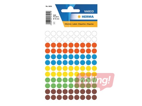 Uzlīmes - aplīši Herma, 8 mm, dažādas krāsas, 540 gab.