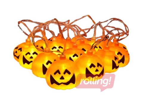 Halovīna LED gaismas dekorācija Springos, ķirbīši-bumbas, 20 diodes, 3m