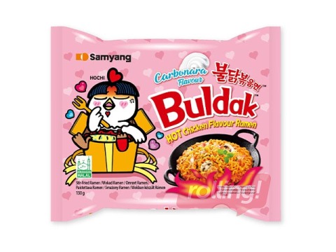 Nūdeles Samyang Buldak asās vistas garša un carbonara garšu, 130g