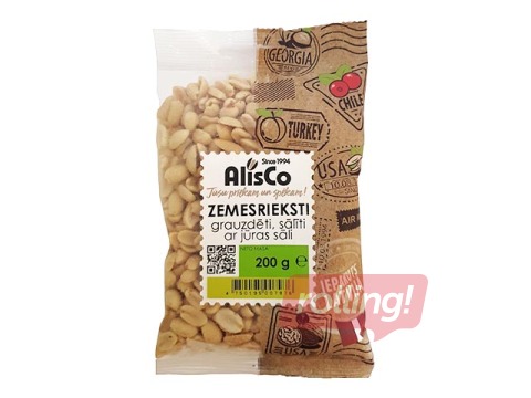 Grauzdēti, sālīti zemesrieksti AlisCo, lobīti, 200g