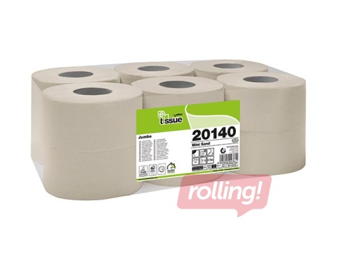 Tualetes papīrs Celtex E-Tissue Mini 140m, 2-kārt., Ø19.5, gaiši brūns, 12 gab.
