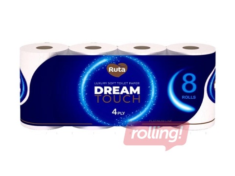Tualetes papīrs Ruta, Dream Touch, 4 slāņu, balts, 8 ruļļi