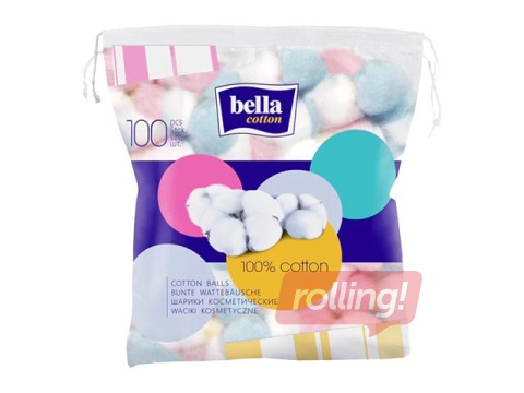 Vates bumbiņas Bella, Cotton, nesterilas, krāsainas, 100 gab.
