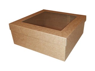 Iesaiņošanas kaste ar logu, 250x250x100 mm, brūna