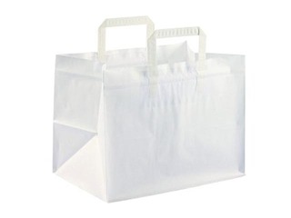 Papīra maisiņš ar rokturiem Take-Away, balts, 260x175x245mm