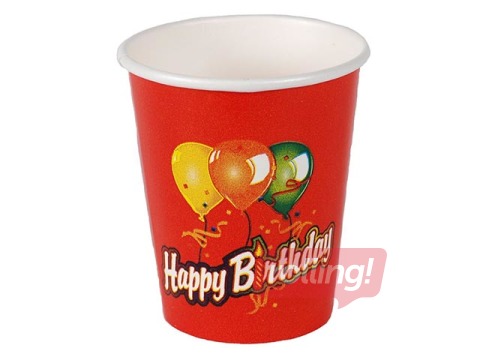 Papīra glāzes Happy Birthday, 200ml, 10 gab.