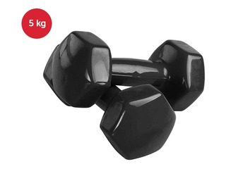 Aerobikas hantele ar vinila pārklājumu, 5kg, melna