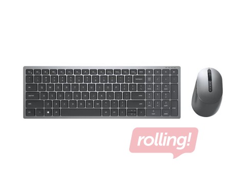 Bezvadu klaviatūras komplekts Dell KM7120W Wireless, 2.4 GHz, Bluetooth 5.0, ENG / RUS, Titan Gray
